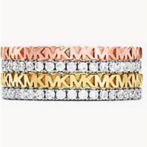 Precious Metal-Plated Sterling Silver Pavé Logo Ring